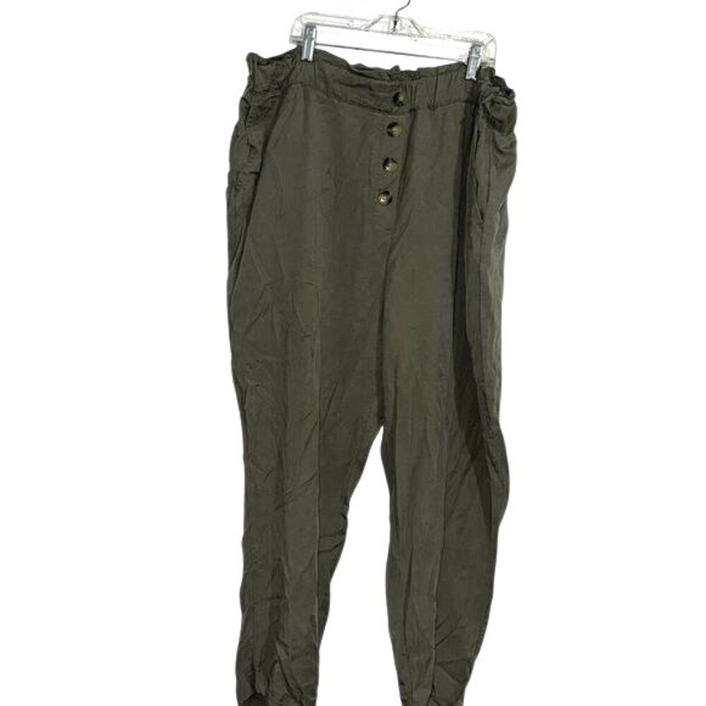 Marc New York Andrew Marc Womens Olive Paperbag Waist Tencel Pants XL